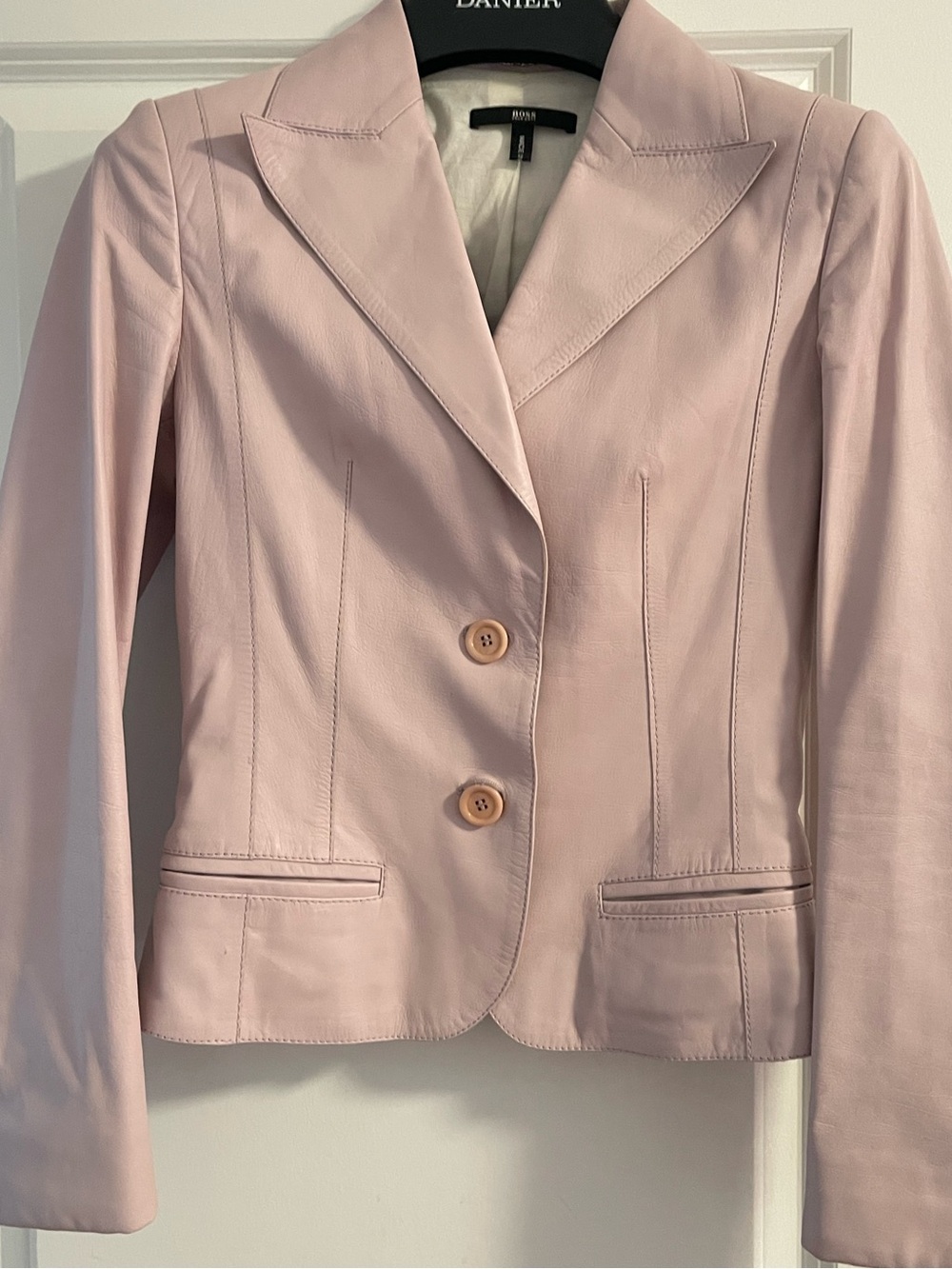 Hugo Boss Pink Leather Blazer Jacket
